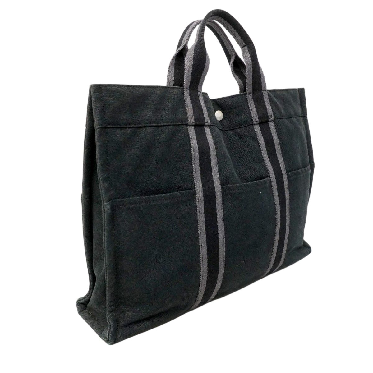 Hermes Tote Fourre Tout MM Canvas Black Silver — view 2
