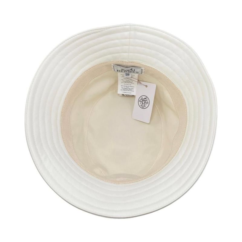 Hermes Hat Bucket Hat Harper Emile Size 58 Cotton White Navy Hermes