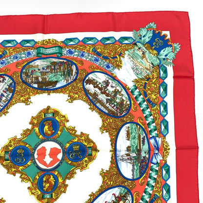 Hermes Carre 90 L'entente Cordiale French-english Alliance Red X Multicolor
