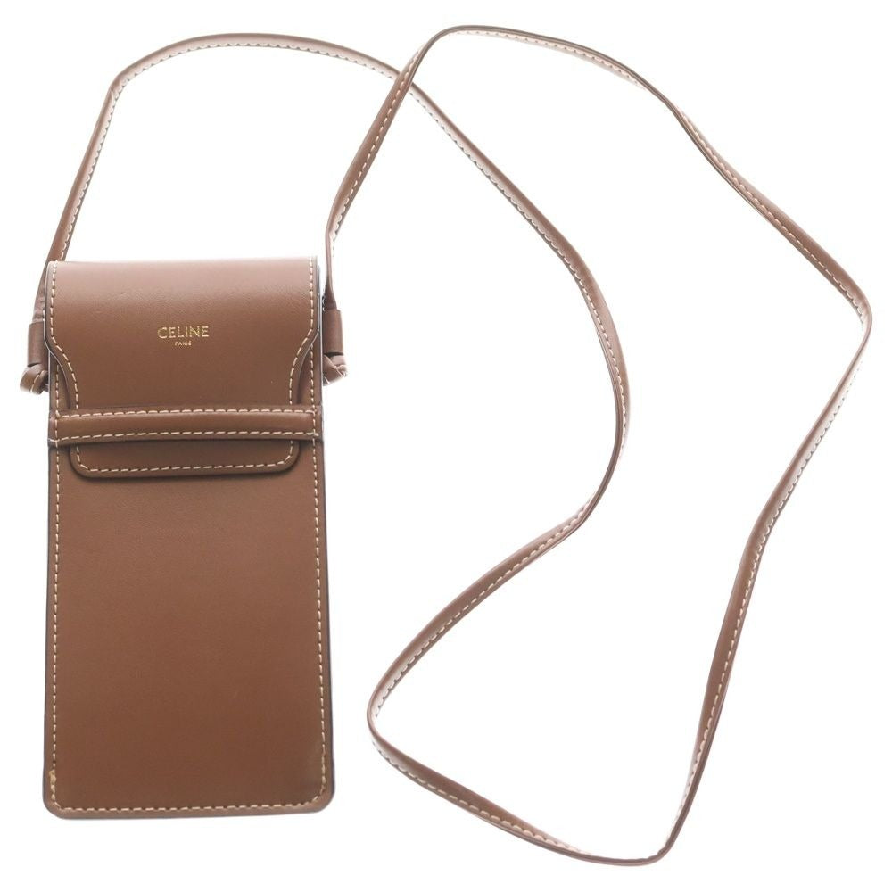 Celine Sunglasses Case Mini Shoulder Bag Brown Leather