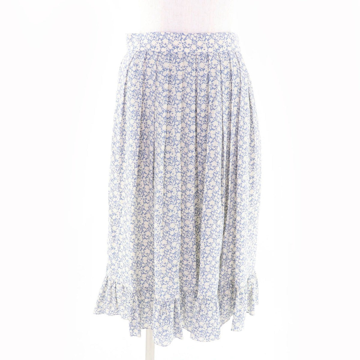 Celine Silk Hedi Slimane Era Floral Print Knee Length Light Blue Off White 38