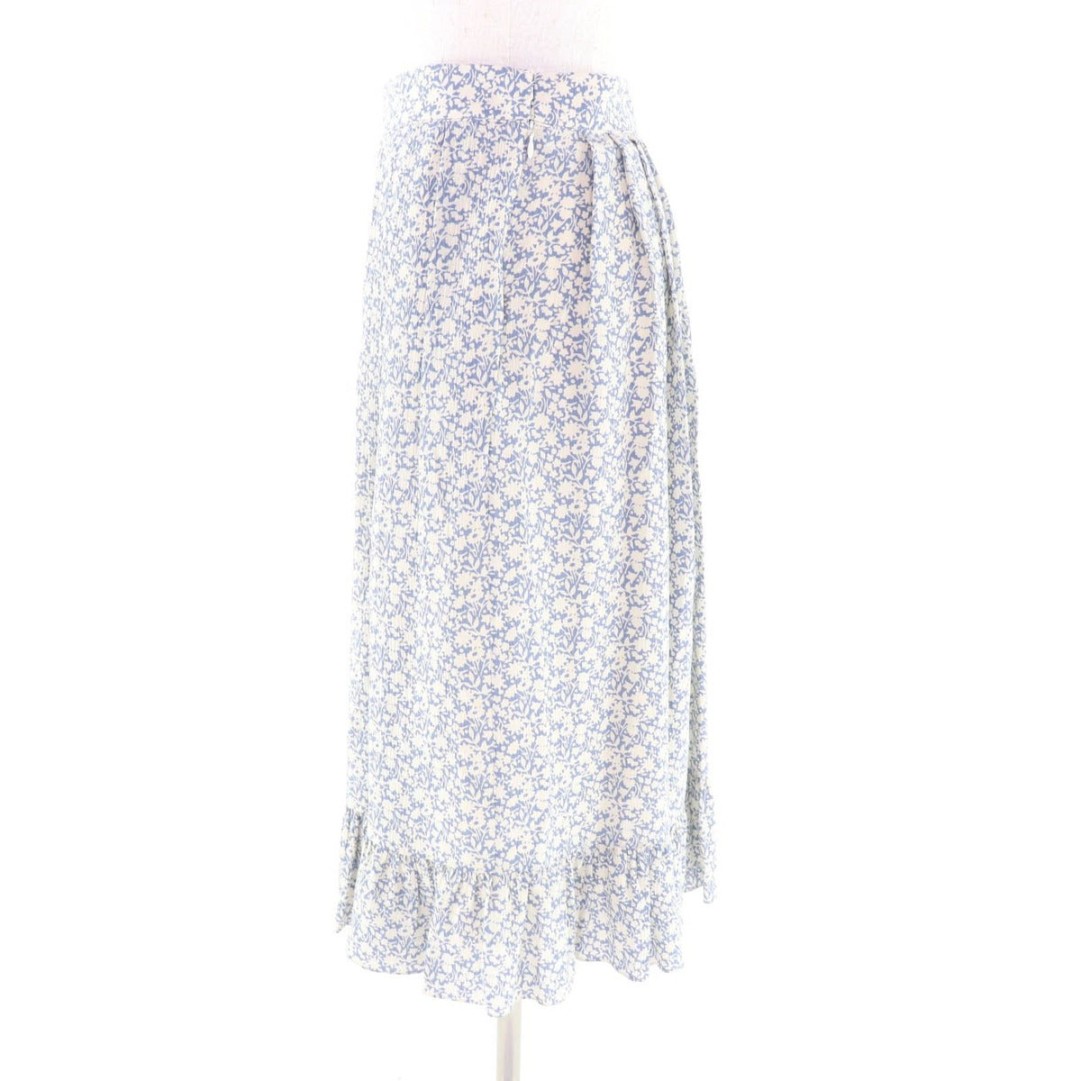 Celine Silk Hedi Slimane Era Floral Print Knee Length Light Blue Off White 38 — view 3