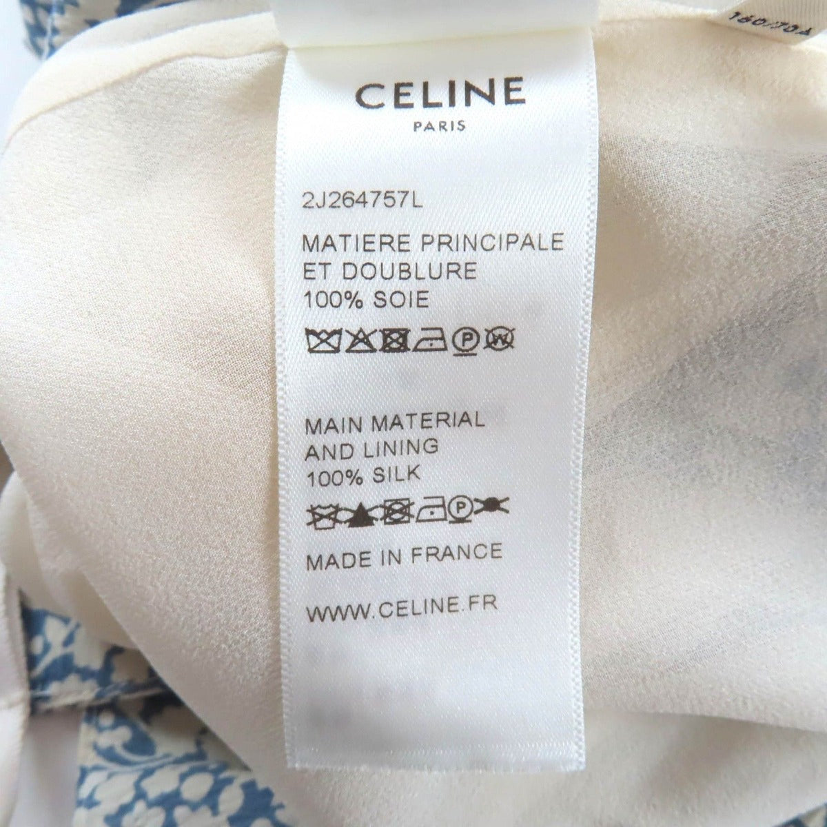Celine Silk Hedi Slimane Era Floral Print Knee Length Light Blue Off White 38 — view 8