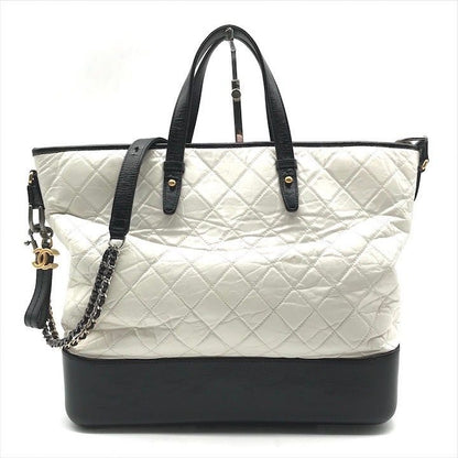 Chanel CC Logo Quilted Gabriel 2-Way White Bicolor Purse