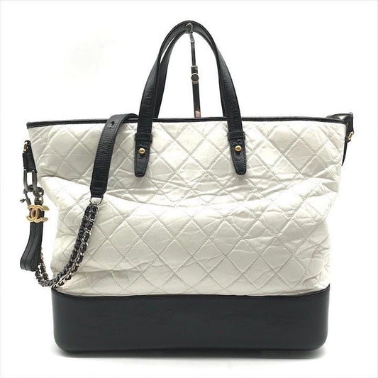 Chanel CC Logo Quilted Gabriel 2-Way White Bicolor Purse