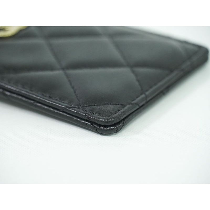 Chanel Coco Mark Quilted Faux Pearl Chain Card Case Pass — view 4