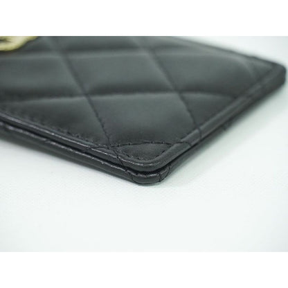 Chanel Coco Mark Quilted Faux Pearl Chain Card Case Pass — view 4