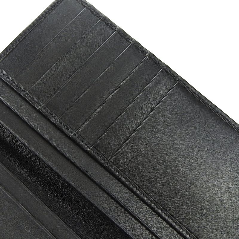 Bvlgari Long Wallet Leather Black Fold Long Billfold Change Purse None Men