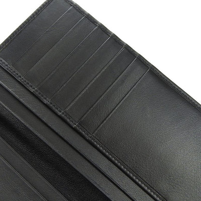 Bvlgari Long Wallet Leather Black Fold Long Billfold Change Purse None Men