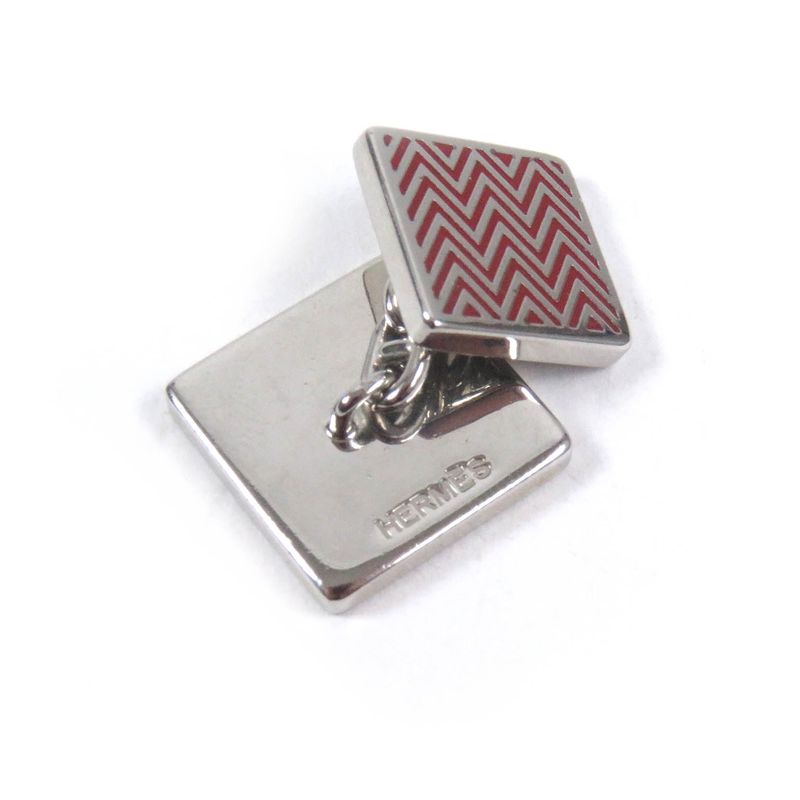 Hermes Chevron Stripe Square Shape Chaine Dunk Cufflinks Button Cufflinks