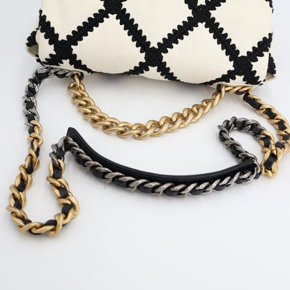 Chanel Shoulder Bag Chanel 19 Matelasse Large Stitch Chain Handle White Black