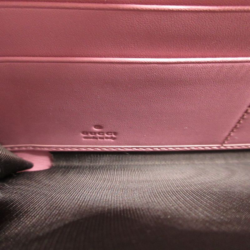 Gucci 410102 Leather Pink Round Zipper Long Wallet 1196 Gucci