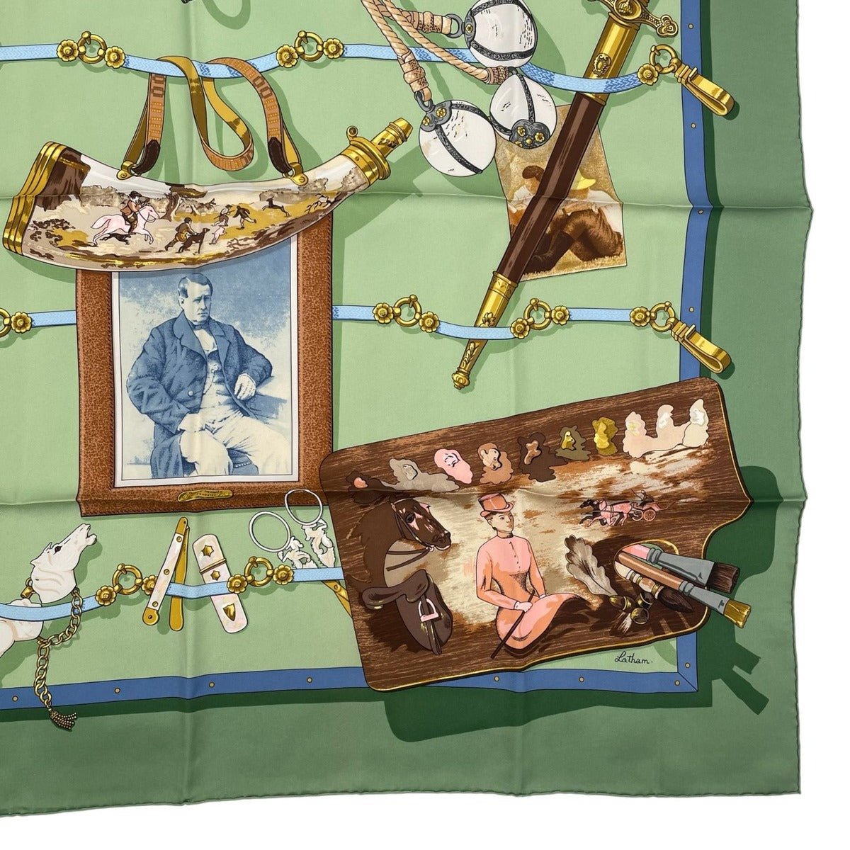 Hermes Scarf Silk Carre 90 Memoire D'hermes Memories Green — view 5