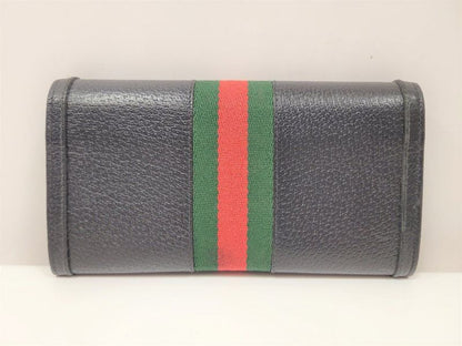 Gucci Bifold Long Wallet 719886 Off Dear Web Stripe Black Leather Accessories