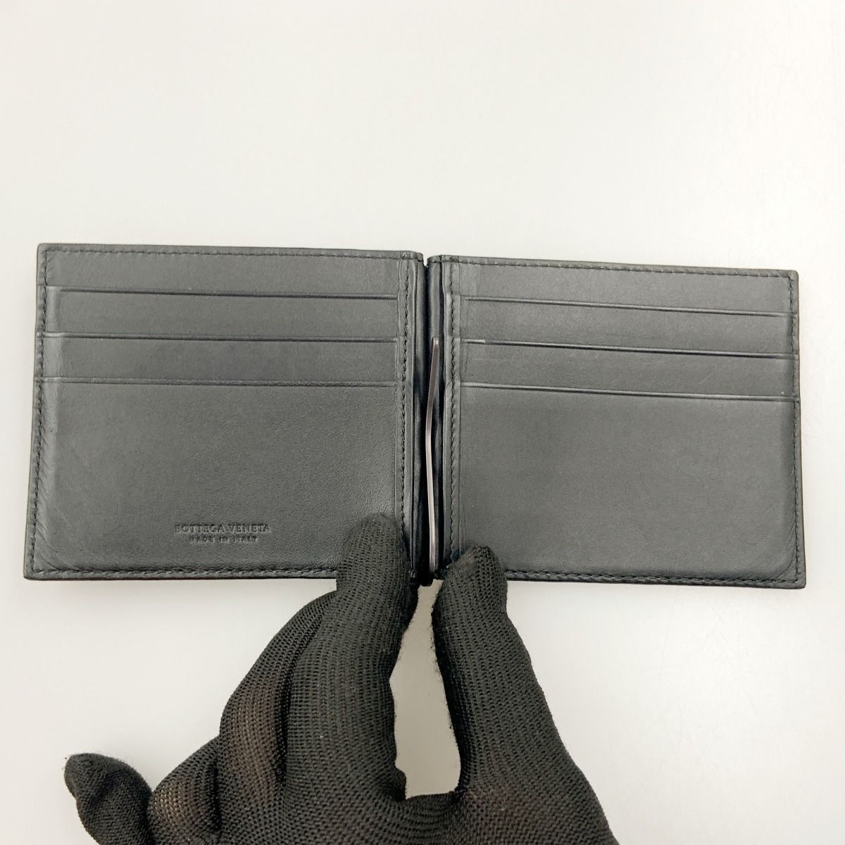 Bottega Veneta Intrecciato Bifold Wallet with Money Clip Black