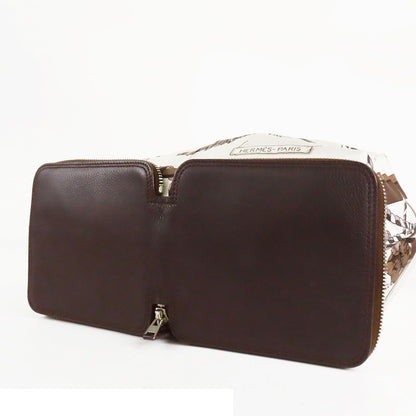 Hermes Silky Pop Dark Brown Gray Silver Buffalo Silk String Decoration Tote Bag — view 3