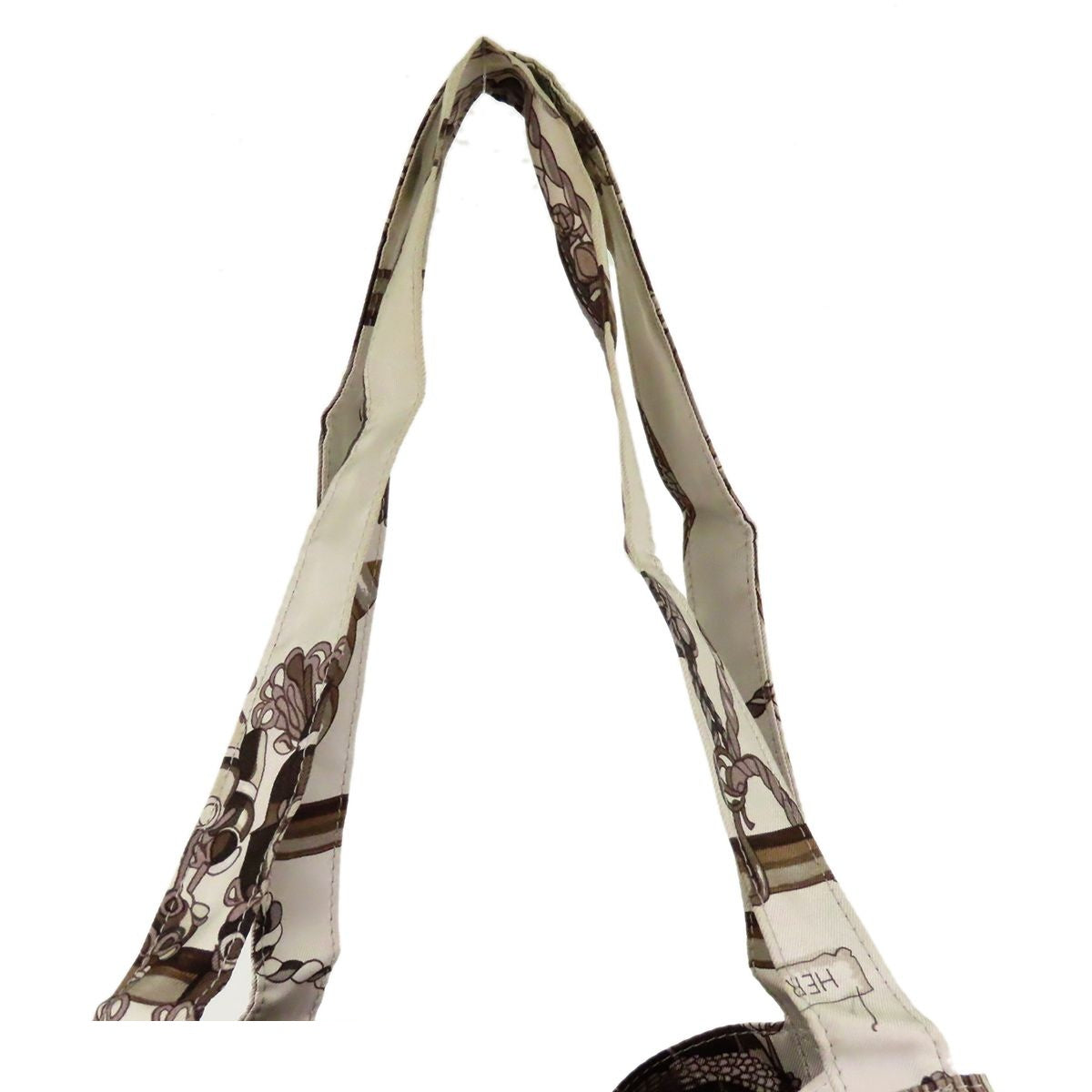 Hermes Silky Pop Dark Brown Gray Silver Buffalo Silk String Decoration Tote Bag — view 4