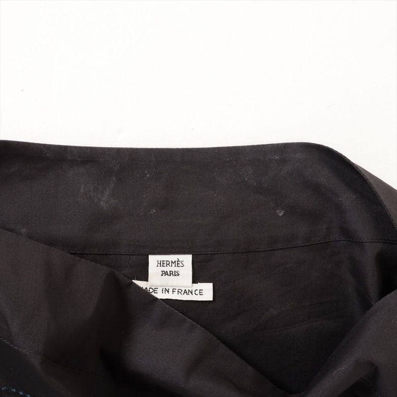 Hermes Cotton Logo Embroidery Shirt Women's 34 Black 2e3600d2 Made In France