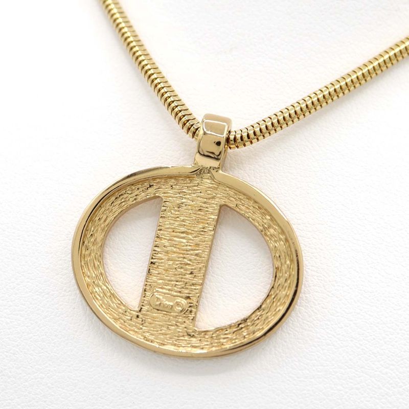 Christian DIOR CD Logo Necklace Accessory Approx 20g Gold Color Ok623
