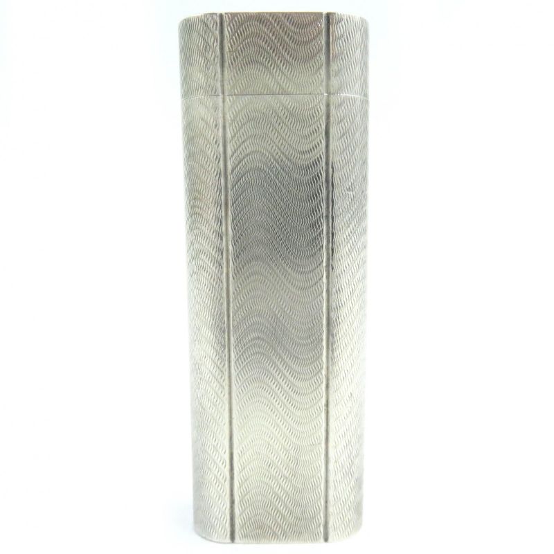 Cartier Wave Pattern Oval Shape Smoking Goods Gas Lighter Silver