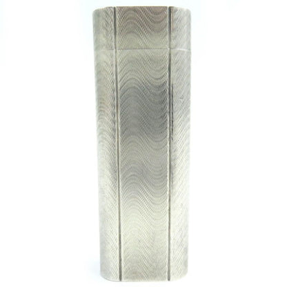 Cartier Wave Pattern Oval Shape Smoking Goods Gas Lighter Silver
