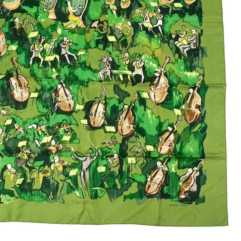 Hermes Carre 90 Silk Scarf Concerto Green
