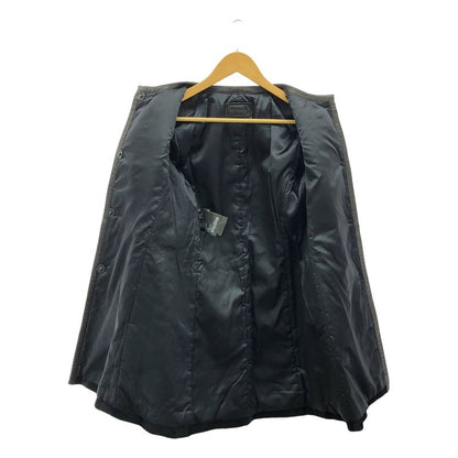 Prada - Leather Paneled Fur Collarless Long Coat - Fully Lined - 40 - Dark Navy