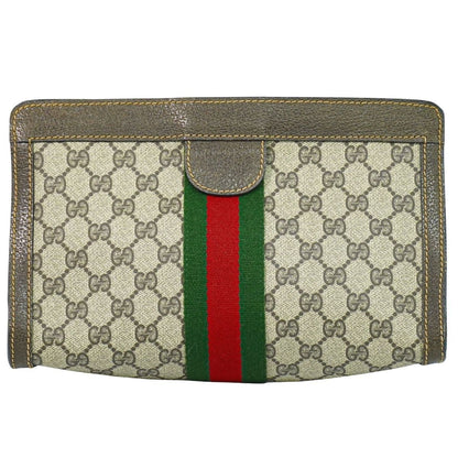Gucci Vintage Sherry Line GG Supreme Clutch Beige