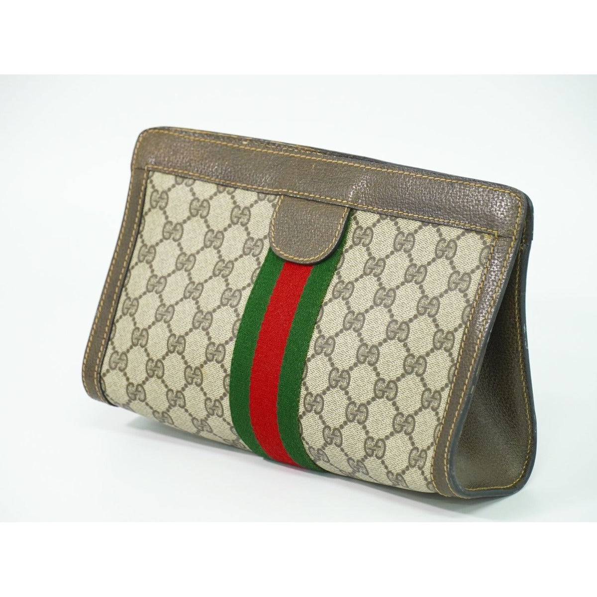 Gucci Vintage Sherry Line GG Supreme Clutch Beige — view 2