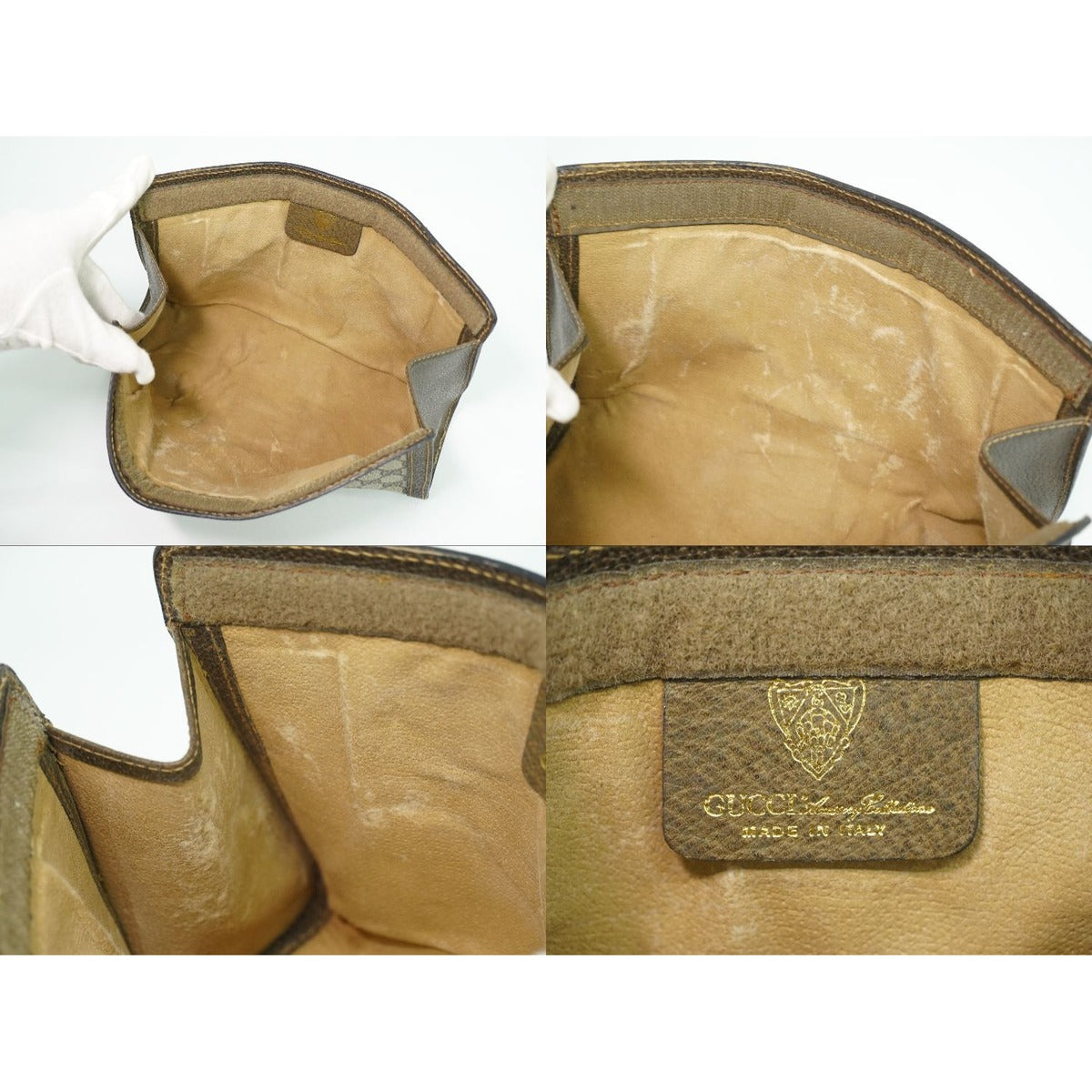 Gucci Vintage Sherry Line GG Supreme Clutch Beige — view 9