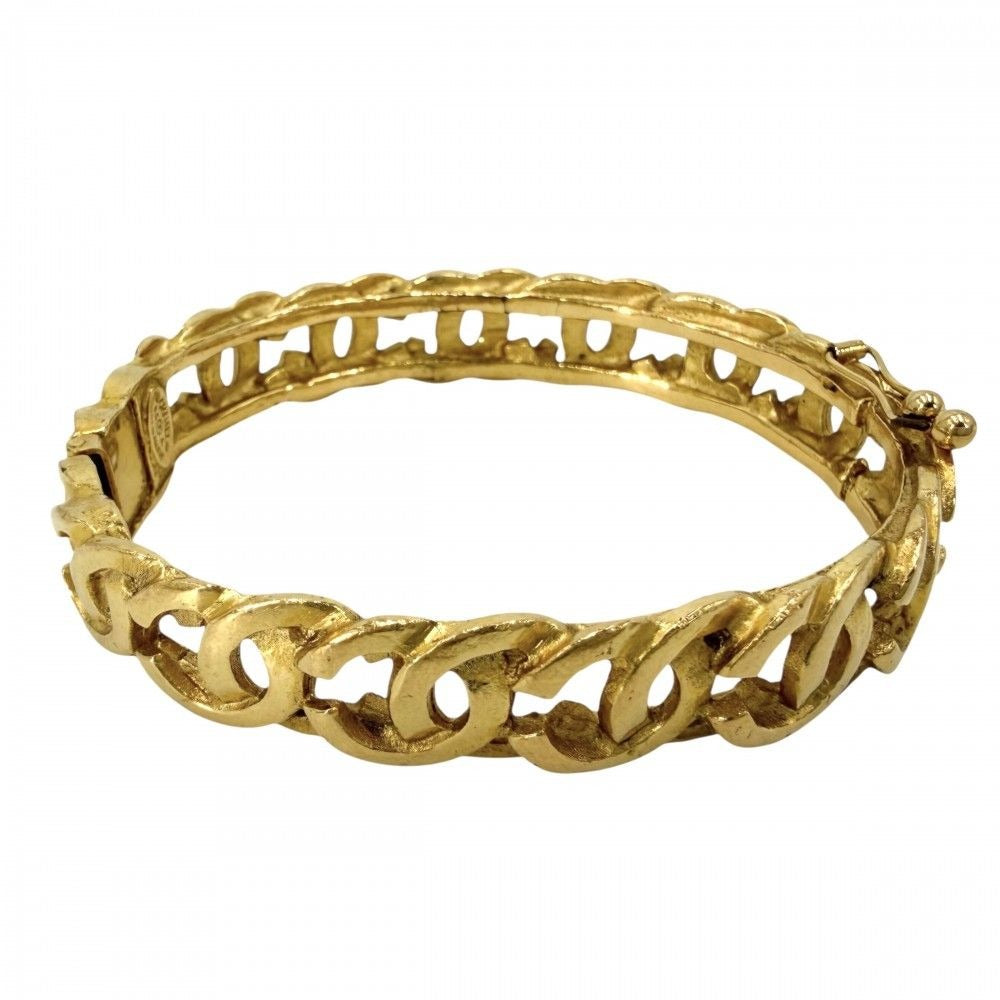 Chanel Bangle Bracelet CC Logo Coco Vintage Gold