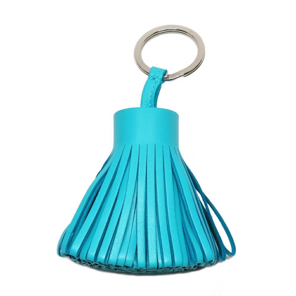 Hermes Carmen Key Ring Blue Aztec Agneau Milo Based Silver