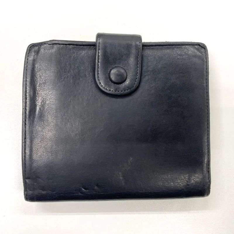 Chanel Coco Mark W Hook Lambskin Bifold Compact Wallet Black Made In France