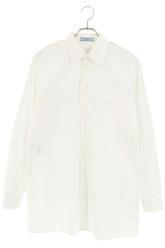 Prada P478g Back Triangle Plate Long Sleeve Shirt Men's 40