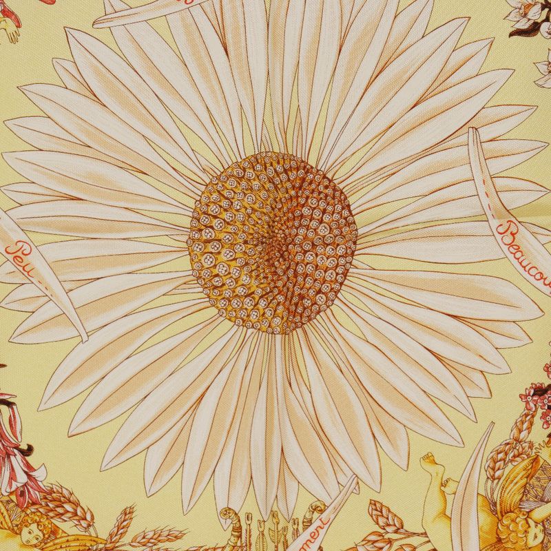 Hermes Carré 42 Amours Sunflowers Silk Yellow Women's Scarf