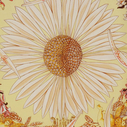 Hermes Carré 42 Amours Sunflowers Silk Yellow Women's Scarf