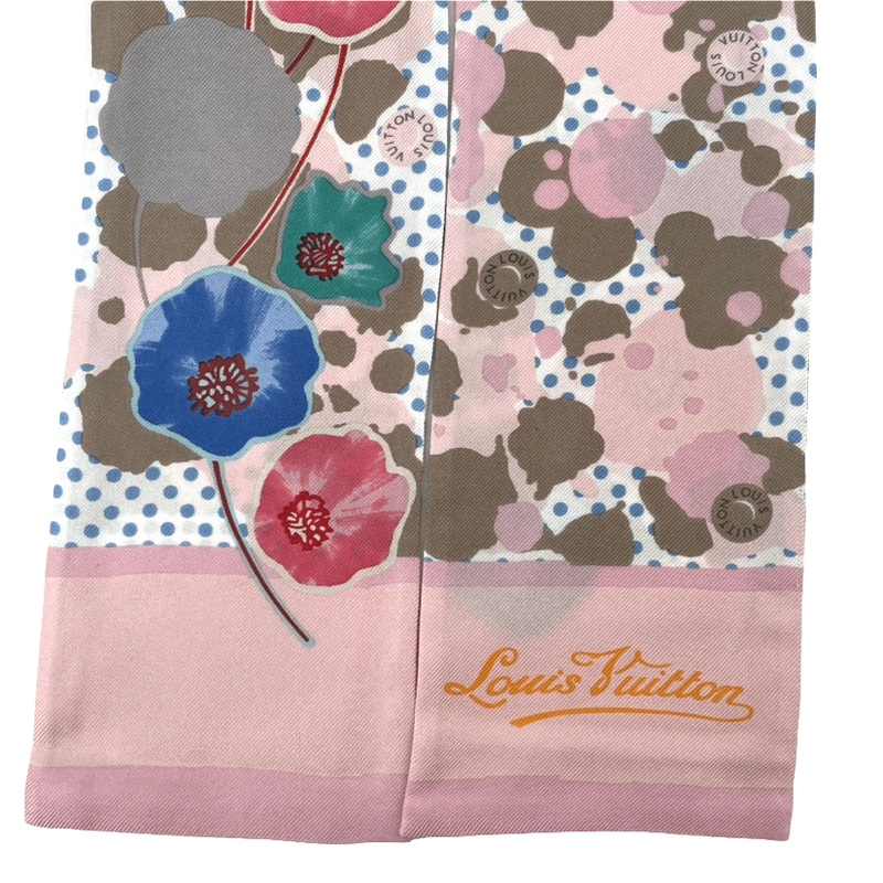 Louis Vuitton Flower Polka Dot Bandeau Scarf Silk Tulle Pink
