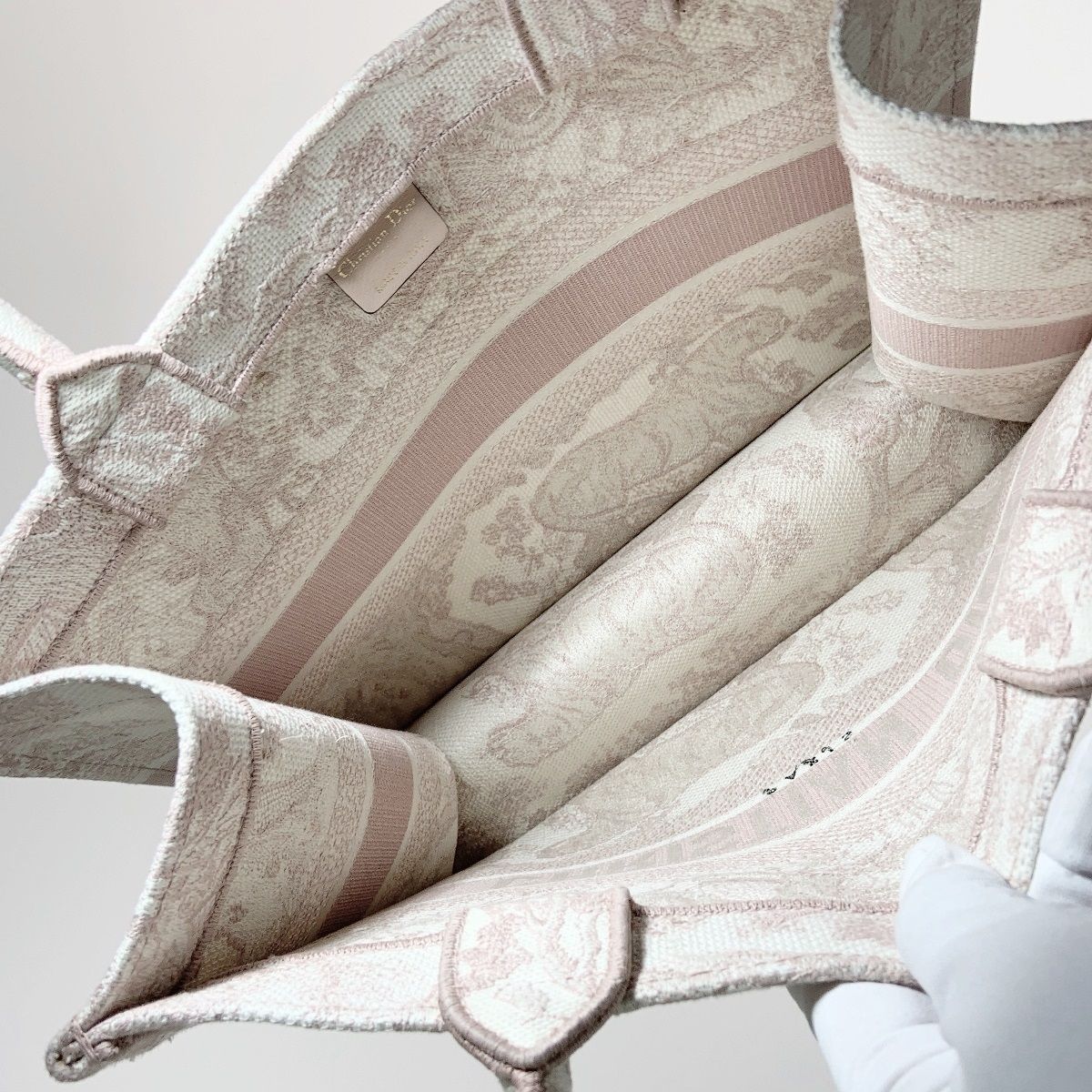 Christian Dior Toile de Jouy Embroidered Book Tote Small Bag M1296ztdt Pink