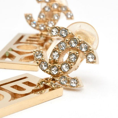 Chanel Earrings Earring Gold Coco Mark BOY Rhinestone
