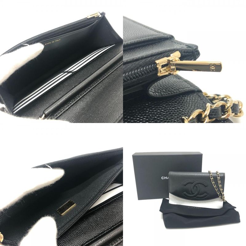 Chanel Shoulder Bag Coco Mark Caviar Skin Black