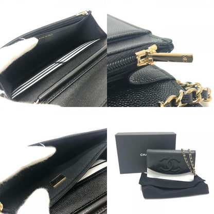 Chanel Shoulder Bag Coco Mark Caviar Skin Black