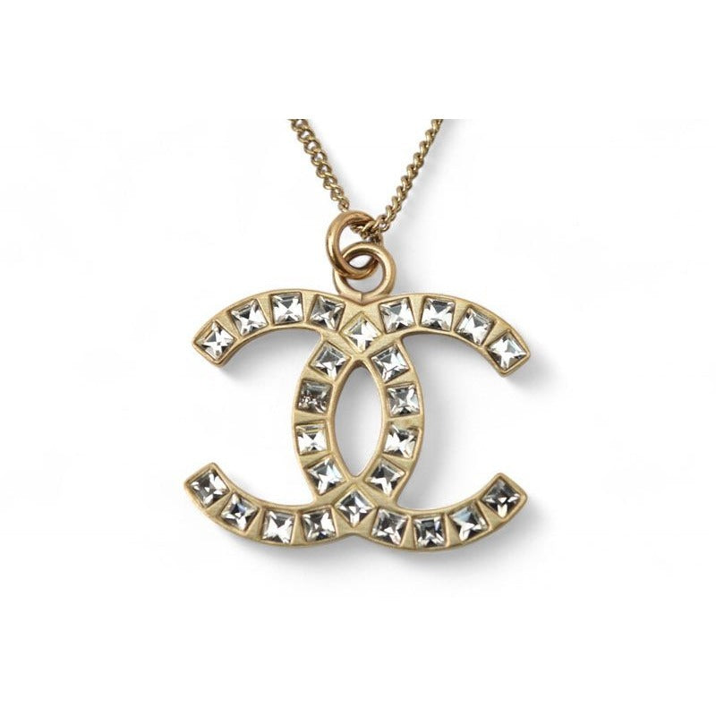 Chanel Coco Mark CC Rhinestone Vintage Gold B12
