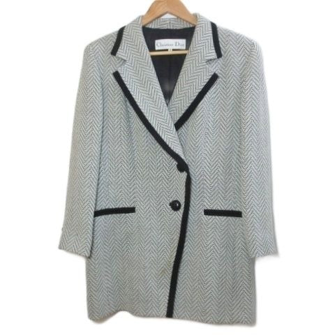 Dior Vintage T-Shirt Jacket Chevron Stripe Fully Lined Wool Large