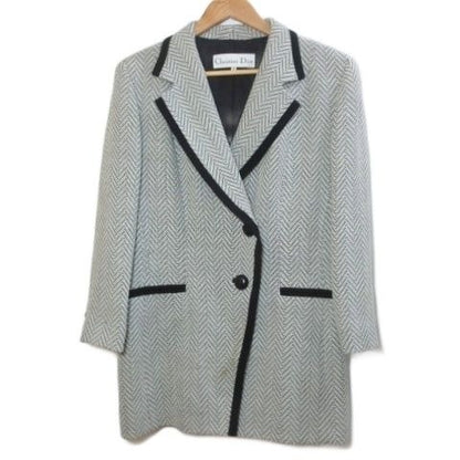 Dior Vintage T-Shirt Jacket Chevron Stripe Fully Lined Wool Large