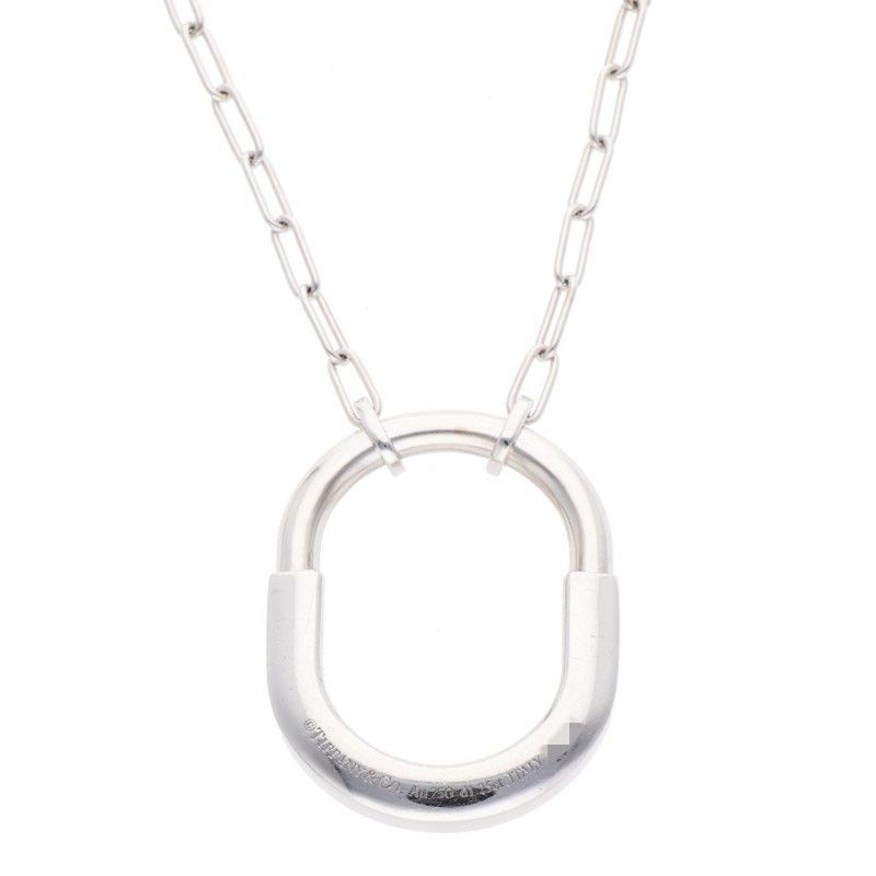 Tiffany & Co Lock 18K White Gold Diamond Necklace Men's