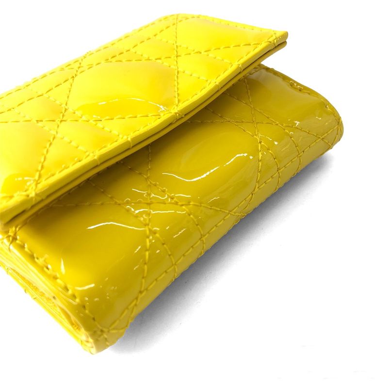 Dior Lady Lotus Wallet Cannage Patent Calfskin Trifold Handbag