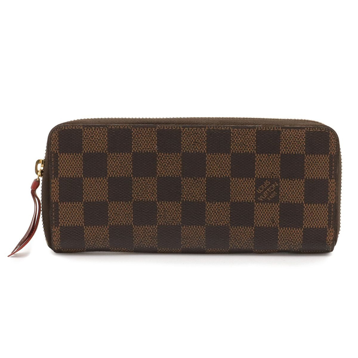 Louis Vuitton Damier Portefeuille Clemence Zip Around Wallet Cerise Red