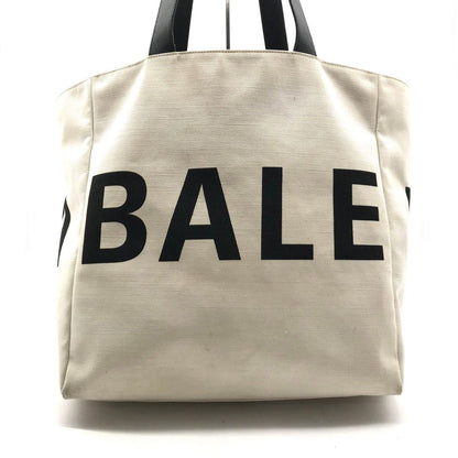 Balenciaga Logo Canvas Leather Big Tote Shoulder Bag White