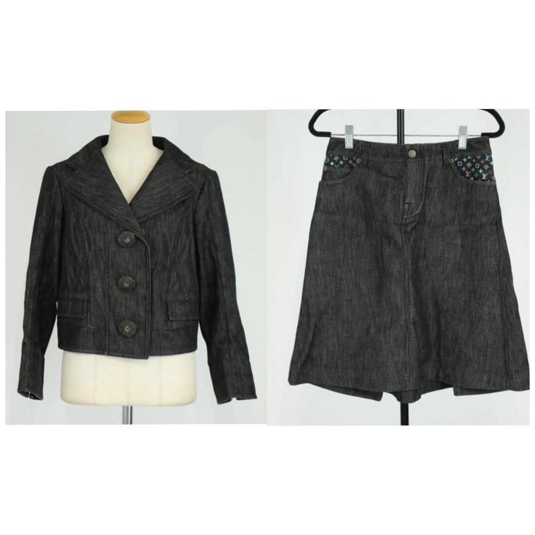 Louis Vuitton Set Denim Jacket Skirt