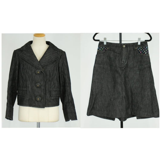 Louis Vuitton Set Denim Jacket Skirt